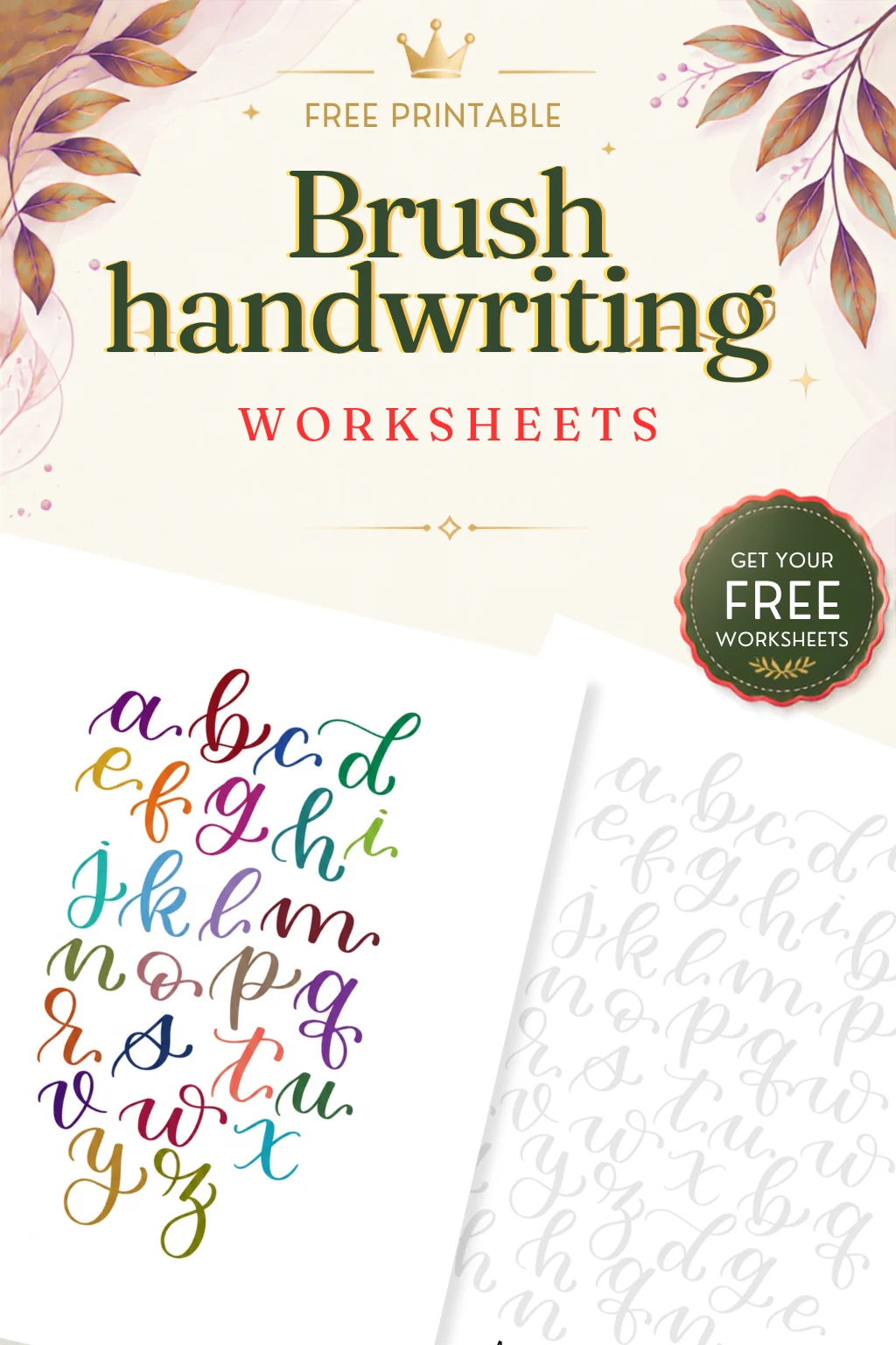 Brush lettering alphabet Worksheets ( Free PDF)