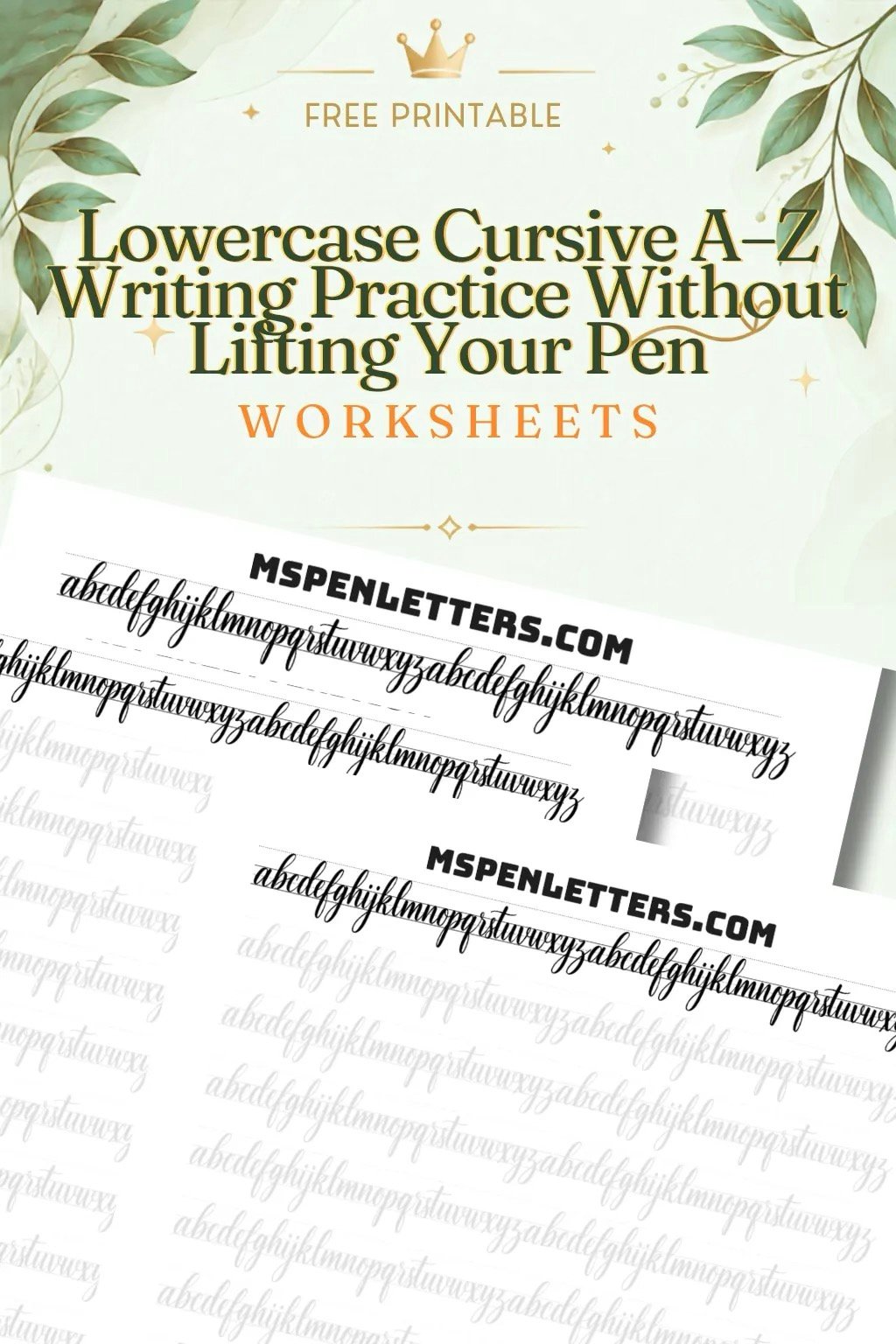 Lowercase Cursive A–Z Writing Practice Without Lifting Your Pen(PDF)